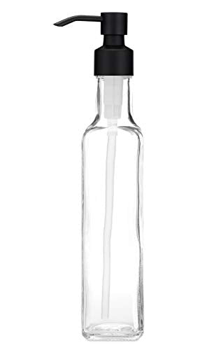 Rail19 French Vessel Glass Soap Dispenser with Metal Pump - Refillable Hand Soap, Lotion & Sanitizer for Sinks and Small Countertops, 8.5oz (Cali Black) - color: Cali Black