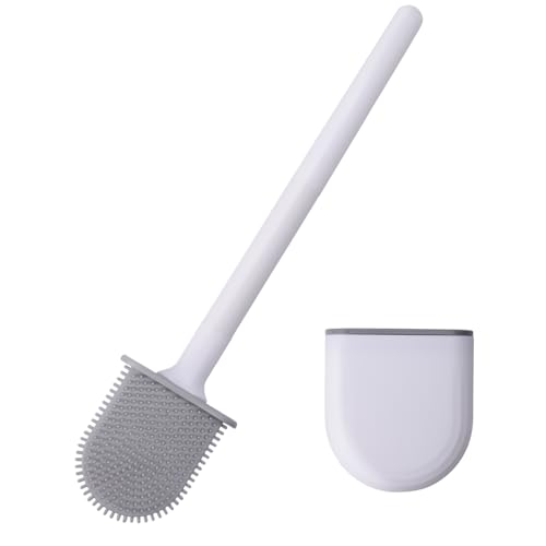 RV Toilet Bowl Brush, Toilet Brush Silicone Won't Damage Toilets, Wall Mounted Toilet Brush-Anti-Roll, Anti-Drip Design, Suitable for RV Travel Trailers and Campers, Made by RVers for RVers - color: White