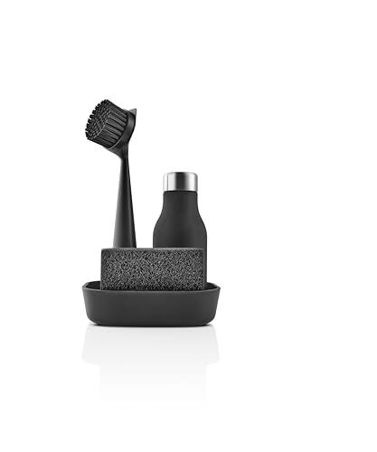 EVA SOLO | Dishwashing Set | Soap Dish, Liquid Soap Dispenser, Dish Brush & Sponge | Dish Washing Accessories | Black
