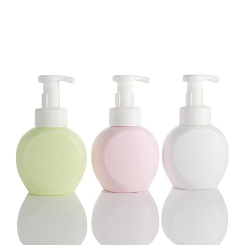 Kids Foaming Soap Dispenser, Plastic 10oz 300ml Cute Hand Toddler Soap Dispenser for Bathroom Flat Refillable Pump Bottles for Kitchen Liquid Shampoo Body Wash Set of 2 (White+White)
