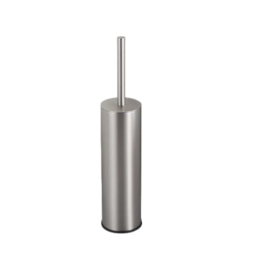 Toilet Brush and Holder Set Brushed Nickel Stainless Steel, 304 Heavy Duty Round Toilet Brush Set – Rust Resistant, Long Handle, Replacement Heads, Floor Standing Bathroom Toilet Cleaning - color: Brushed Nickel-round