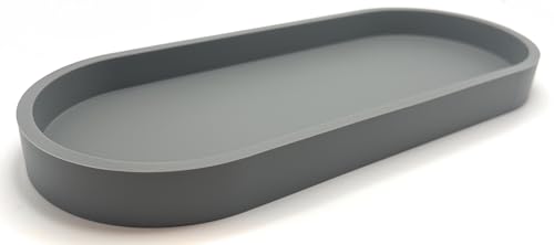Premium 12” x 5” Silicone Vanity Tray | Sink and Surface Organizer with Sturdy Non-Slip Base | Heat Safe, Dishwasher Safe (Grey) - color: Gray