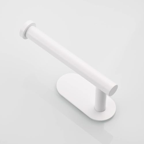 YUET Toilet Roll Holder Wall Mounted, 3M self Adhesive Toilet Roll Holder SUS 304 Stainless Steel Toilet Paper Holder No Drilling for Bathroom (White) - color: White