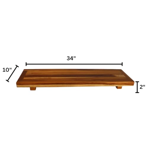 EcoDecors, 34 inch, Bath Tray for Tub, Bath Tub Tray Wood, Bathtub Table, Caddy for Bathtub in Natural Teak - style: 34"- No Handles