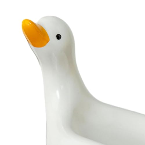 Ceramic Soap Dish Soap Holder Vivid Duck Shape Case Box Bathroom Soap Dishes Drain Tray for Kitchen Shower Bathtub Bathroom, White - color: White