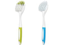 Dish Brush with Handle, Firm & Stiff Bristles Dish Scrubber for Pots, Pans & Sink Cleaning, 2 Pack - color: Yellow & Blue 2 Pack