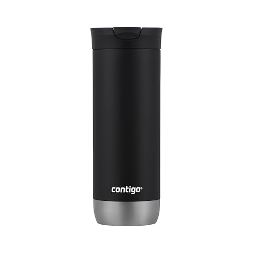 Contigo HuronTravel Mug Screw Cap Stainless Steel Drinking Cup - color: Licorice, size: 16oz