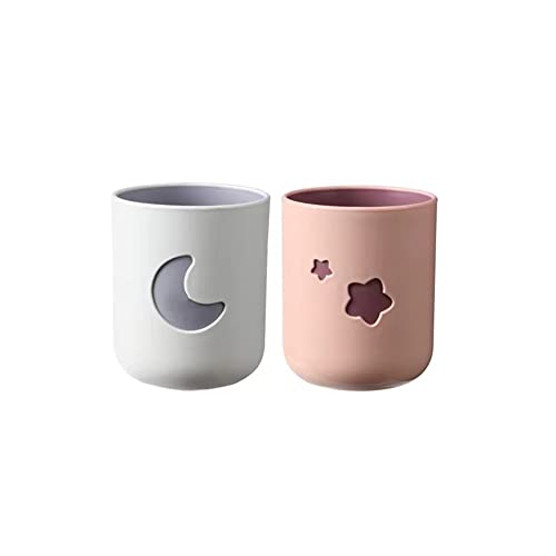 Two-Color Lucky Pair Cup Bathroom Toothbrush Cup Household Cartoon Star Moon Water Cup (Pink & White) - color: Pink & White