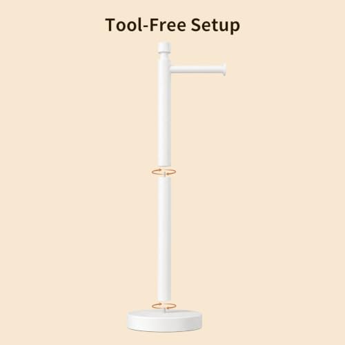 YUMORE Toilet Paper Holder Stand with Weighted Base, Matte White | Stainless Steel Design with Open-Arm Access for Bathrooms and Powder Rooms - color: White