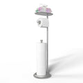 Freestanding Toilet Paper Holder with Shelf and Reserve for Small Bathroom Storage, Holds 5 Mega Rolls/Phone/Wipes Nickel
