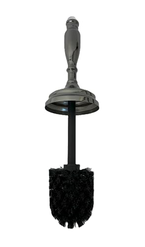 Splash Home Buena Stainless Steel Toilet Brush with Holder, Bowl Scrubber with Durable Cleaning Bristles, Hidden Brush with Splash Protective Disc Design - Black Nickel - color: Black Nickel