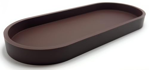 Premium 12” x 5” Silicone Vanity Tray | Sink and Surface Organizer with Sturdy Non-Slip Base | Heat Safe, Dishwasher Safe (Dark Chocolate) - color: Dark Chocolate