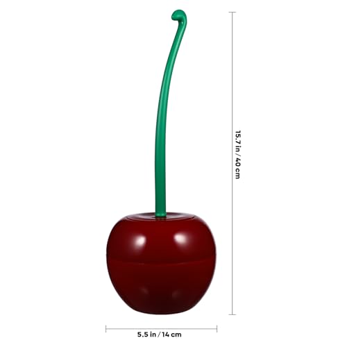 Cherry-Shaped Toilet Brush Set - Modern Dark Red Plastic Toilet Cleaning Kit with Stand for Bathroom (14.93 Inch)
