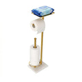 Gold Toilet Paper Holder with Shelf, Free Standing Toilet Paper Holder with Storage - Toilet Paper Stand for Holding Extra 3 Rolls, Tissue Holder for Bathroom (Gold with Marble Base) - color: Gold With Marble Base