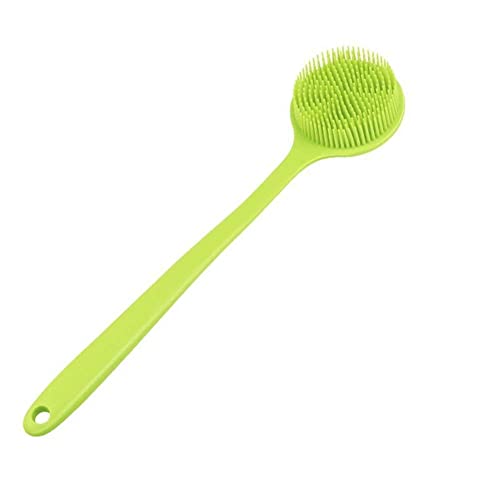 Long Handle Silicone Body Scrubber for Shower, Dual-Sided Back Scrubber Brush with Soft Bristles&Massage Nodes, Exfoliating Bath Brush for Hard to Reach Areas, Easy to Clean & Quick Dry, for Daily Use - color: Green