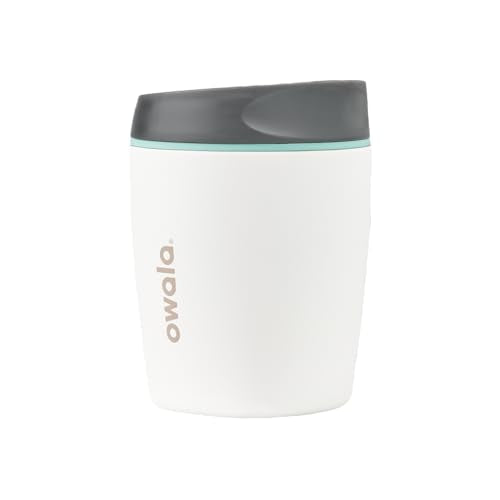 Owala SmoothSip Insulated Stainless Steel Coffee Tumbler, Reusable Iced Coffee Cup, Hot Coffee Travel Mug, Perfect for Cappuccino, BPA Free, 10 oz, Gray (Cloudscape) - color: Cloudscape, size: 10 Ounces