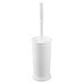 mDesign Toilet Bowl Brush and Holder - Covered Bathroom Brush - Standing Scrubber in Modern Holder - Compact, Space Saving, Deep Cleaning - White - color: White