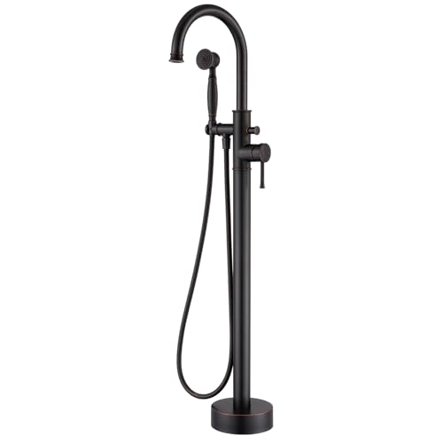 Free Standing Tub Faucet, Wintap Classic Freestanding Bathtub Faucet with Sprayer Brass Elegant Floor Mount Bath Faucets High Flow Roman Tub Filler, Oil Rubbed Bronze （WT-3311ORB） - color: Oil Rubbed Bronze