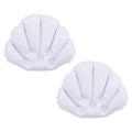 PATIKIL Inflatable Bath Pillow with Suction Cups, 2 Pack Terry Cloth Covered Shell Shape Bathtub Spa Pillow Neck Support for Bathtub Hot Tub, White - color: White