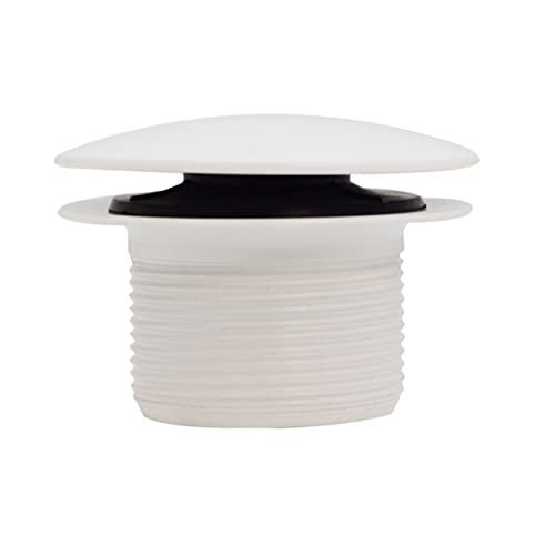 Westbrass D398RK-50 1-1/2" NPSM Coarse Thread Mushroom Tip-Toe Bathtub Drain Stopper with Illusionary Overflow Faceplate, Powder Coat White - color: Powder Coat White, size: 1 Pack