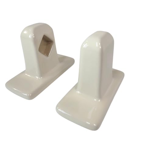 Beige Bone Almond Ceramic Tile Towel Bar Rod Rack Post Holder Porcelain Bracket Set Vintage Mid Century Modern Retro