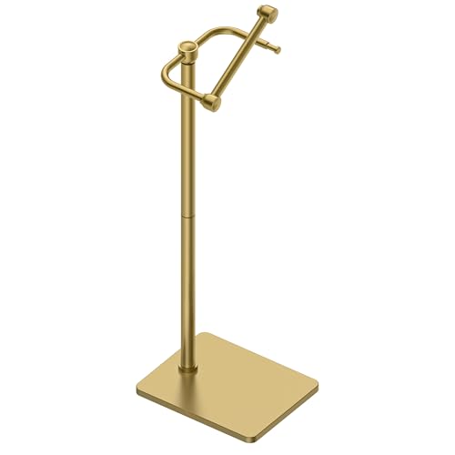 RUACQ Toilet Paper Holder Stand, Bathroom Toilet Paper Roll Holder Free Standing, Toilet Tissue Holder Stand with Post Pivoting Design, Stable Weighted Base, SUS304 Stainless Steel (Brushed Gold) - color: Brushed Gold, size: Free Standing