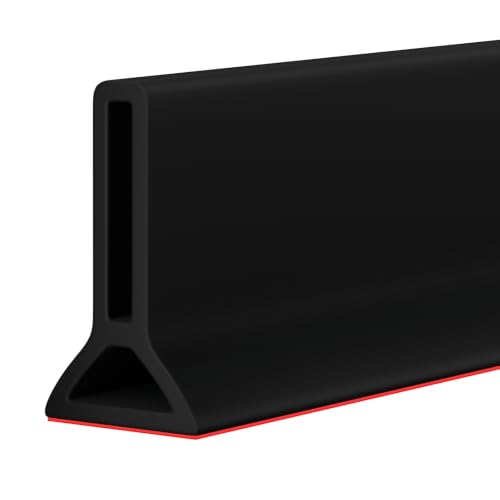 98" Collapsible Shower Threshold Water Dam Shower Water Stopper Barrier Keeps Water Inside Threshold Dry and Wet Separation Suitable for Bathroom Kitchen Sink Bathtub and More - color: Black, size: 98 Inch