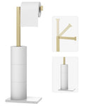 Toilet Paper Holder Stand Brushed Gold SUS 304 Stainless Steel Rustproof Free Standing 22 Inch Rotating Bathroom Tissue Roll Holder for 4 Rolls with Marble Base by HOMEMYSTIQUE - color: Brushed Gold