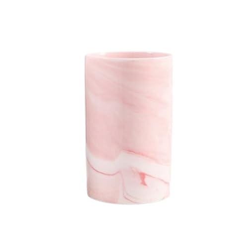 Marble ceramic mug, creative toothbrush holder, simple drinking cup. (Pink) - color: Pink