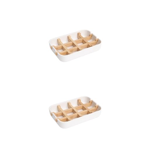 Bamboo Fiber Soap Holder & Dish, 2 Pack, White | Bathroom Bar Soap Holder, Sink Deck, Bathtub, Shower Tray - color: 2pcs-white