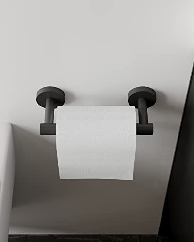 Ruacq Toilet Paper Holder Matte Black Double Post Pivoting Round Tissue Holders Roll Holder Hangers Toilet Paper Holders SUS 304 Stainless Steel Modern Wall Mounted - color: Matte Black, size: Classic