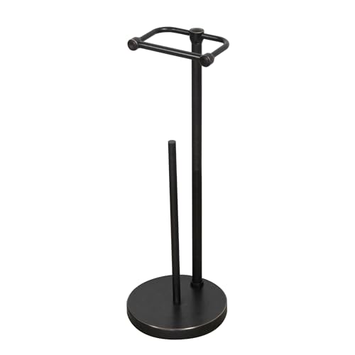 RARXTR Toilet Paper Holder Stand, Post Pivoting Design Free Standing Toilet Paper Holder with Storage for 4 Rolls, 304 Stainless Steel Tissue Holder with Reserve, Heavy-Duty Base (Oil Rubbed Bronze) - color: Oil Rubbed Bronze, size: Free Standing With Sto
