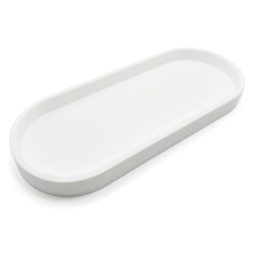 Premium 12” x 5” Silicone Vanity Tray | Sink and Surface Organizer with Sturdy Non-Slip Base | Heat Safe, Dishwasher Safe (White) - color: White