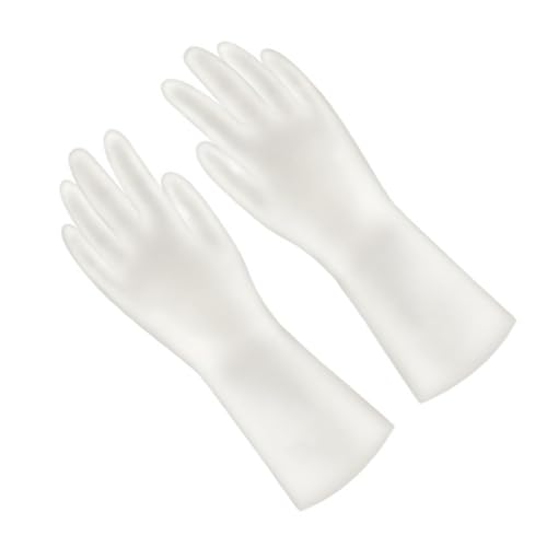 FENICAL Waterproof Household Cleaning Gloves 4-pair Set, White Large Latex Plastic Steel Protective Kitchen Gloves for Housework and Toilet Cleaning