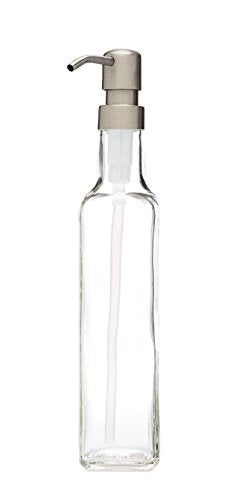 Rail19 French Vessel Glass Soap Dispenser with Metal Pump - Refillable Hand Soap, Lotion & Sanitizer for Sinks and Small Countertops, 8.5oz (Farmhouse Stainless) - color: Farmhouse Stainless