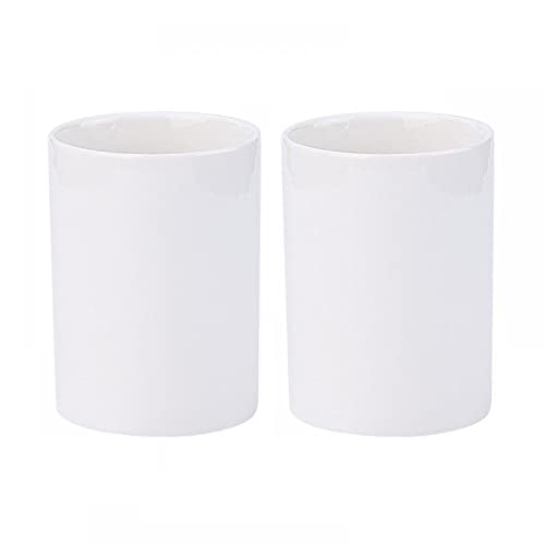 Gaolinci 2 Pcs Bathroom Cups, Ceramics Toothbrush Holder, Tumbler Cup, 9 Oz - color: White