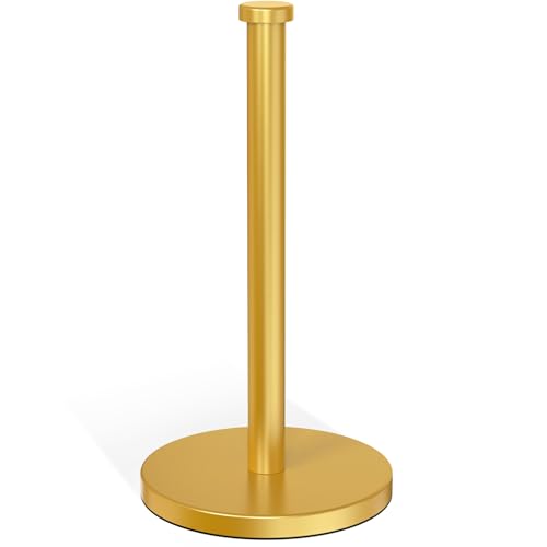 VEHHE Gold Paper Towel Holder Stand, Paper Towel Holder with Weighted Base and Suction Cups for Kitchen Bathrooms - color: Suction Base | Gold