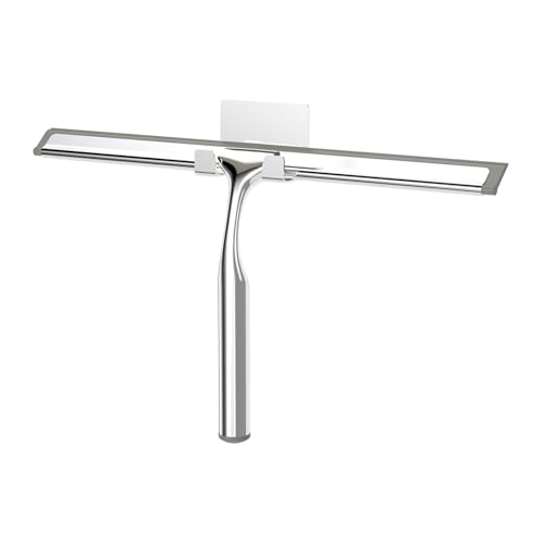 Shower Squeegee for Glass Doors, Squeegee for Shower Glass, Bathroom with Hook, Stainless Steel, 12-Inch Wide Blade for Efficient Cleaning, Perfect for Shower Glass,Tile Walls and Mirrors, Chrome - color: Chorme, size: 12