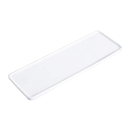 Ceramic Tray, White, Large Rectangle Bathroom Kitchen Tray for Jewelry, Towel, Candles, Soap - 10.23 x 3.54 x 1.18 inches - color: White, size: 10.2" x 1.2" x 3.5"