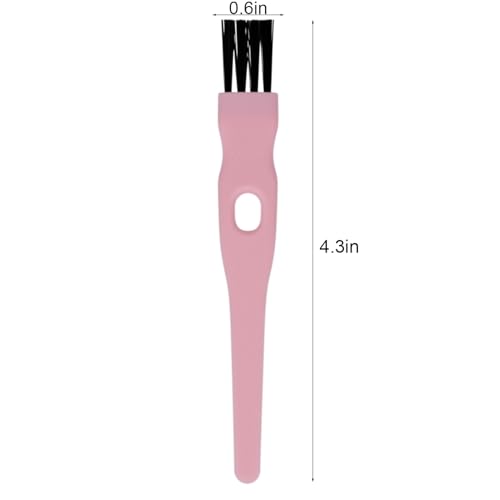 Mini Cleaning Brushes, 6 Pack Nylon Detail Brushes, 4.3 Inch (Pink) | Nylon Bristles, Pink Handles, For Shavers, Razor Heads, Trimmers, Mug Lids, Keyboards, Small Crevices - color: Pink