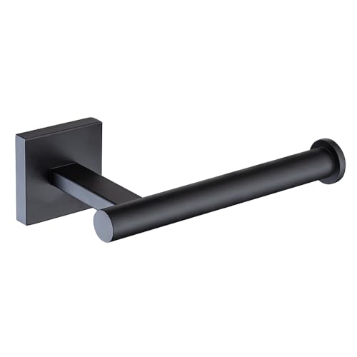Matte Black Toilet Paper Holder Wall Mount, SUS304 Stainless Steel Bathroom Tissue Roll Holder, Heavy Duty No-Wobble Square Design, Fingerprint Resistant, Hardware Included - color: Matte Black