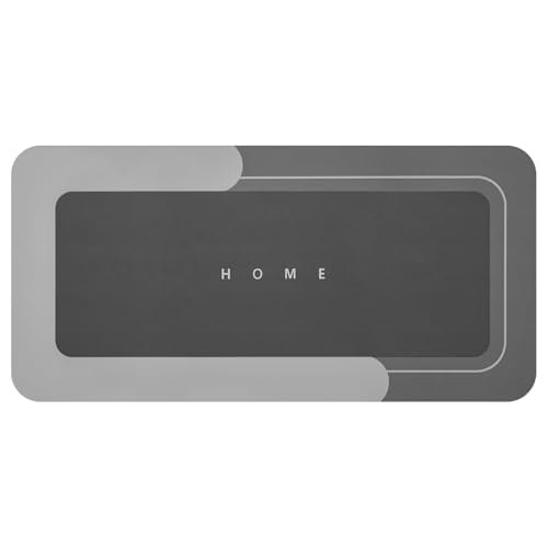 Housego Absorbent Bath Mat Magic Rug, Quick Drying Magic Bath Mat Non-Slip Floor Rug Rubber Backed for Bathroom Kitchen Shower Sink, Water Absorbent (1PC, 16.93''x34.65'', Dark Gray) - color: Dark Gray, size: 1'5" x 2'11" (Rectangular)