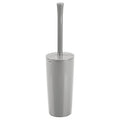 mDesign Slim Plastic Toilet Bowl Brush and Holder Set, Modern Compact Storage Organizer Cleaner Scrubber for Toilet - Heavy Duty Cleaning Plunger for Bathroom, Aura Collection - Gray