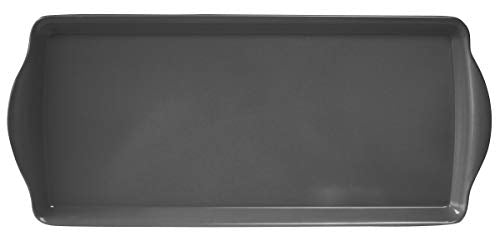 Reston Lloyd Melamine Plastic Tidbit Tray, BPA-Free, Food Safe, Multipurpose Platter Serving Tray, Bathroom/Table Organizer, Charcoal (Pack of 6) - color: Charcoal, size: 14.7" x 6.5" x 0.8" (Pack of 6)