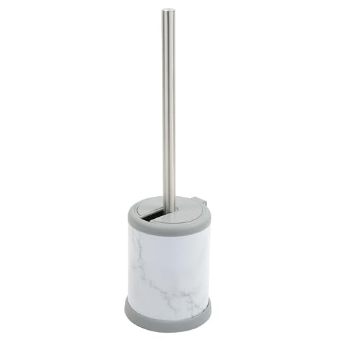 Bath Bliss Toilet Brush and Holder | Self Closing Lid | 360 Degree Brush Head | Bathroom Cleaning | Compact Size | Storage and Organization | Marble - color: Marble, size: 1 Pack