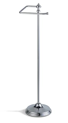 SunnyPoint Bathroom Free Standing Toilet Tissue Paper Roll Holder Stand with Reserve Function, Chrome Finish - color: Chrome