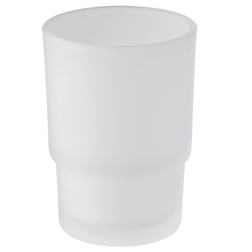 Tumbler Glass, Frosted Bathroom Rinsing Cup, Replacement Tumbler for Aomasi Toothbrush Holder - color: Frosted White
