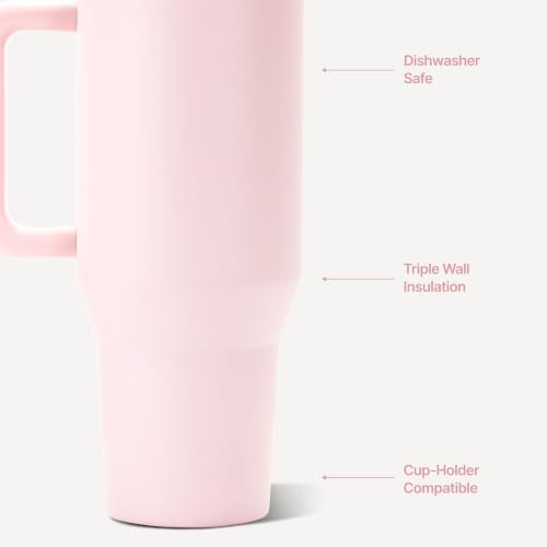 HydroJug Traveler 40oz, Insulated Tumbler with Handle & Straw, Pink Sand - color: Pink Sand, size: 40 Ounces