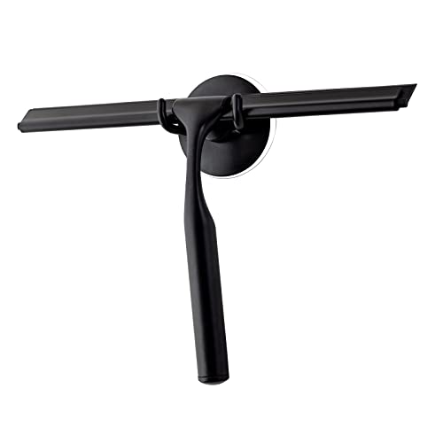 Ettori Shower Squeegee for Glass Doors, Squeegee for Shower Glass Door, Window and Car Glass, Mirrors - All-Purpose Stainless Steel Squeegee, 10 Inches and Black - color: Black