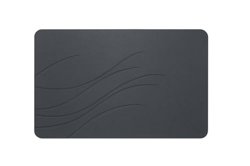Diatomite Bathroom Stone Mat, Quick-Drying Bathroom Mat with Wave Pattern, Modern Design (Dark Grey) - color: Dark Grey